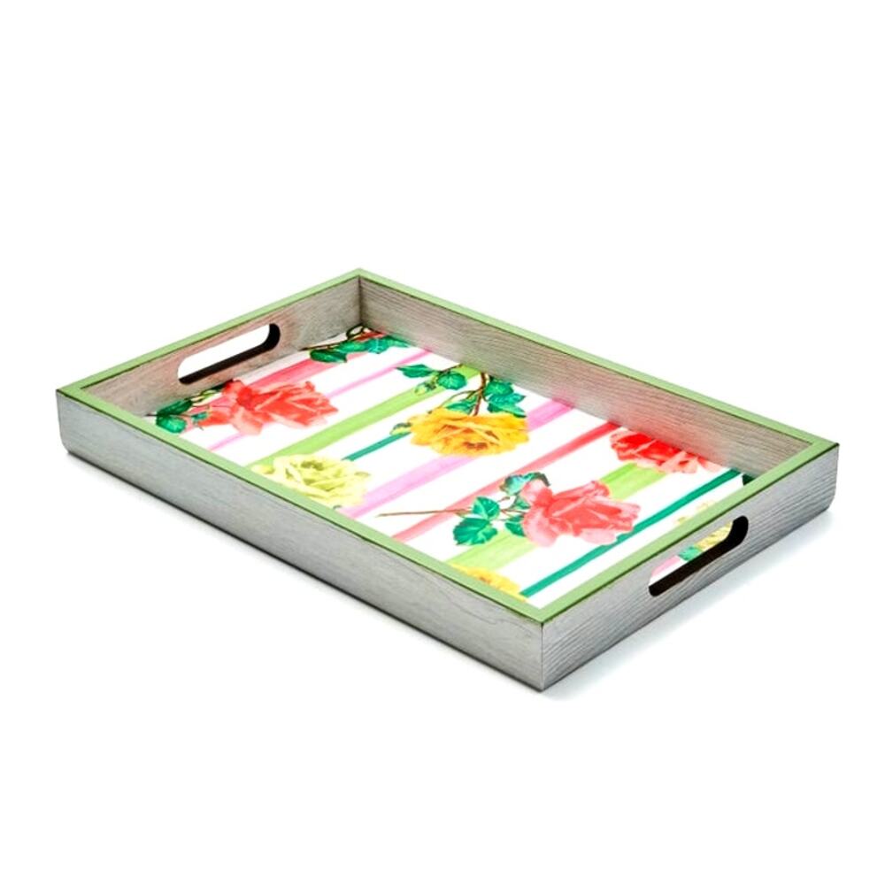 NEW Mackenzie-Childs Garden Gala Tray Pop of Color Floral 17.75" x 11.75"